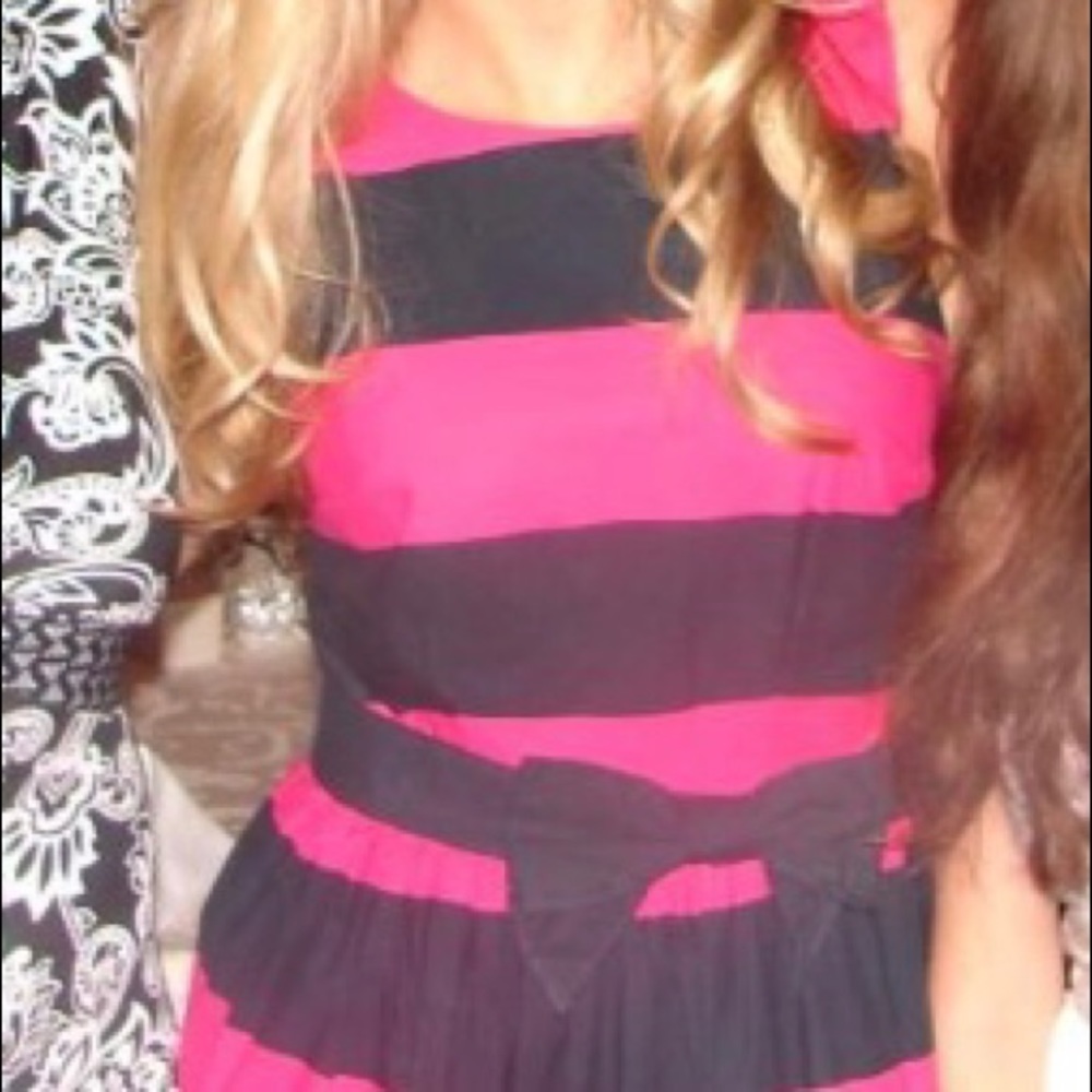 Abercrombie Navy & Pink A-line dress w/ bow belt